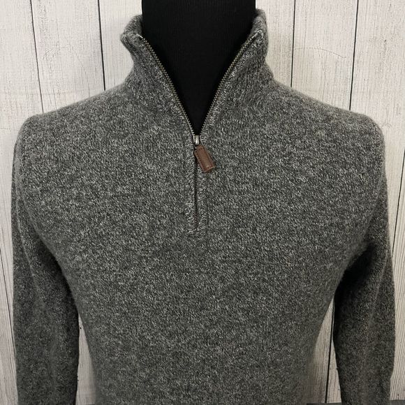 J.CREW Other - J. Crew Men's Large Gray 100% Lambswool Quarter Zip Long Sleeve Pullover Sweater